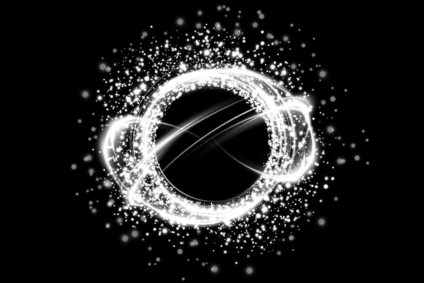 An Abstract Sparkling Light Effect set against a deep black background, evoking a sense of wonder and awe vector