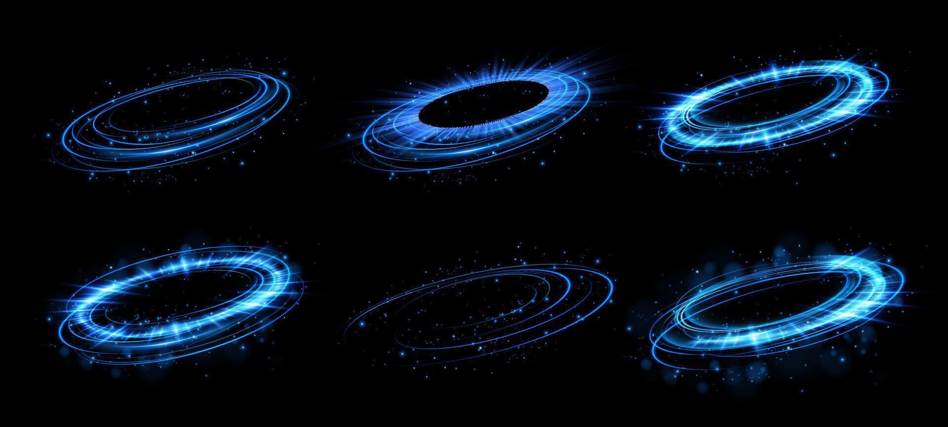 Futuristic Blue Energy Circles Stunningly Dynamic and Glowing Vortex Effects for Visual Appeal and Impact vector