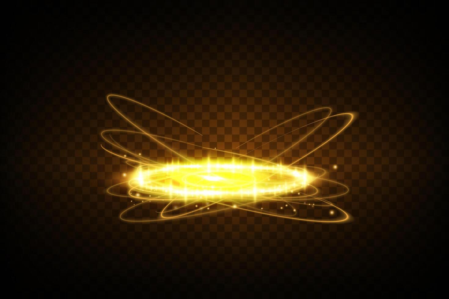 An Enchanting Glowing Golden Magical Circle Enveloped in Sparkling Effects Producing a Stunning Visual Display vector