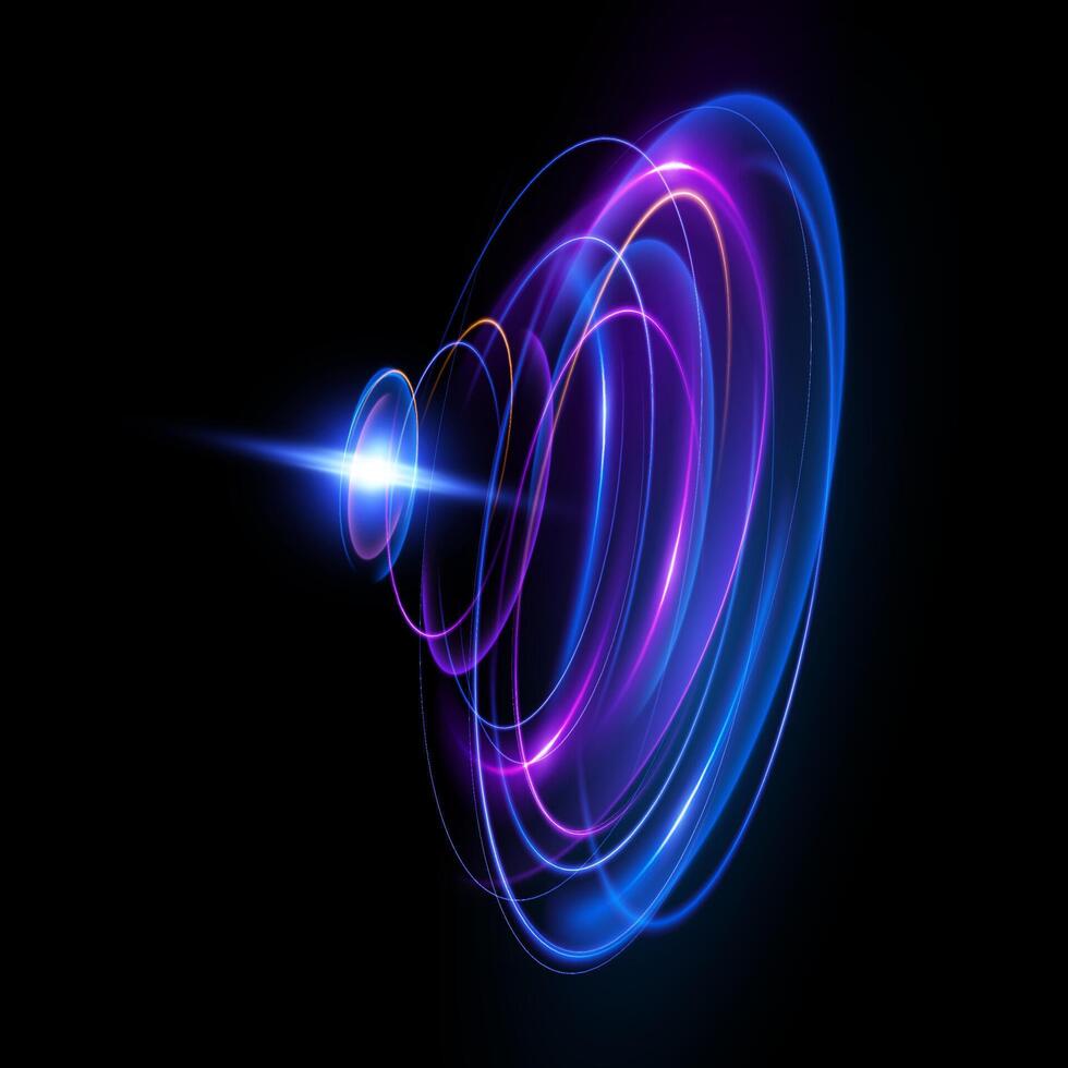 Abstract representation of light waves and circular patterns created in a variety of vibrant colors and designs vector