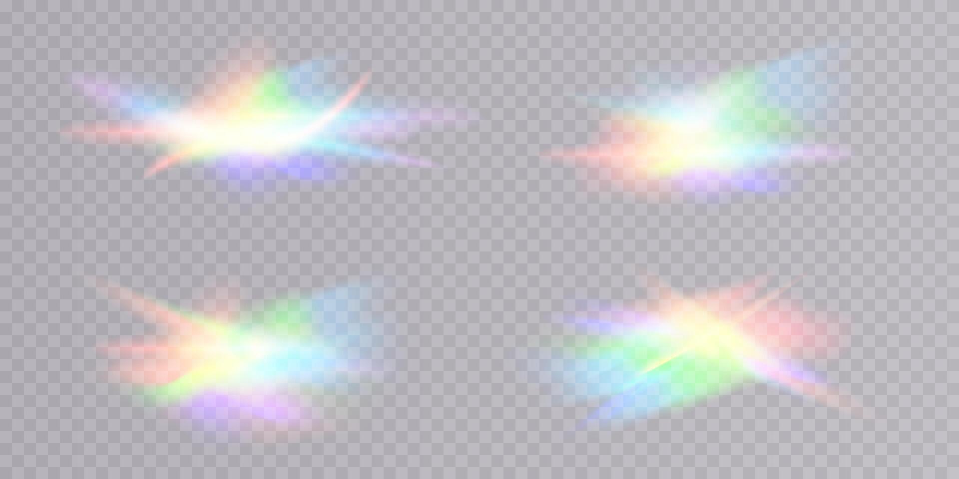 Explore Colorful Light Effects and Vibrant Rainbow Flare Overlays for Artistic and Creative Design Projects vector
