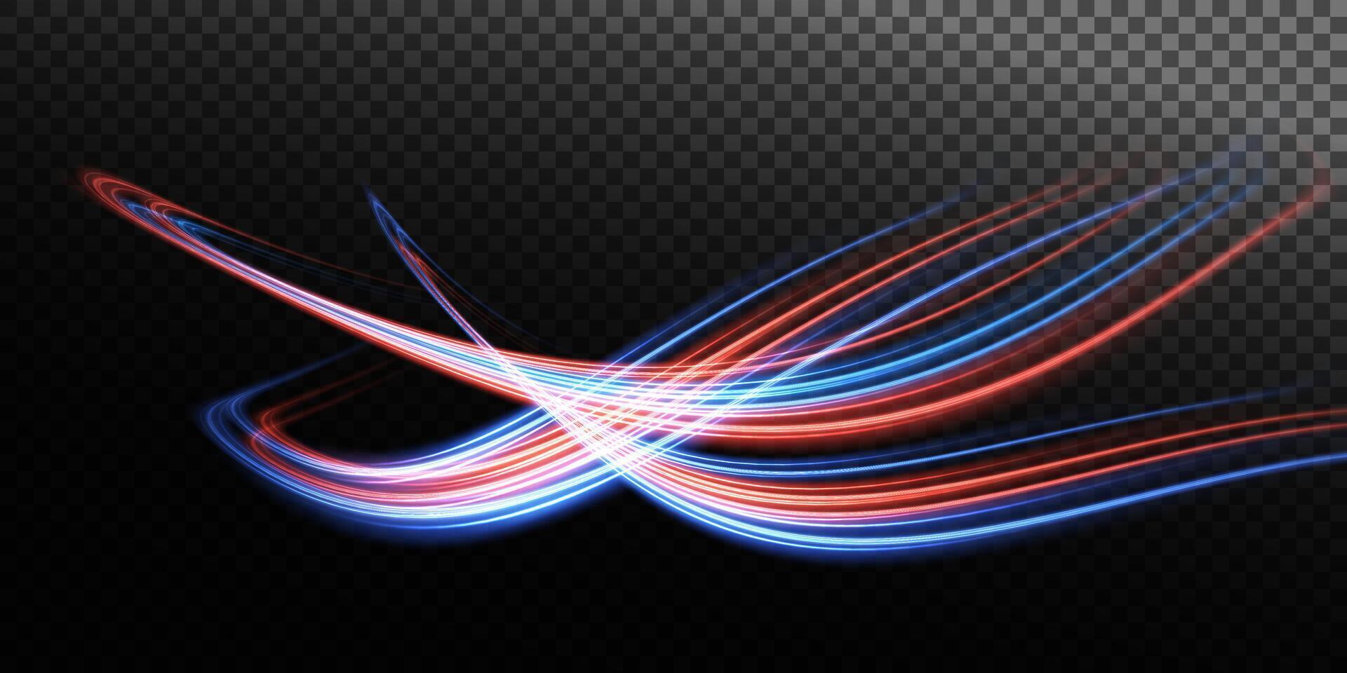 An Exquisite and Captivating Display of Dynamic Abstract Light Trails Featuring Striking Blue and Red Colors vector