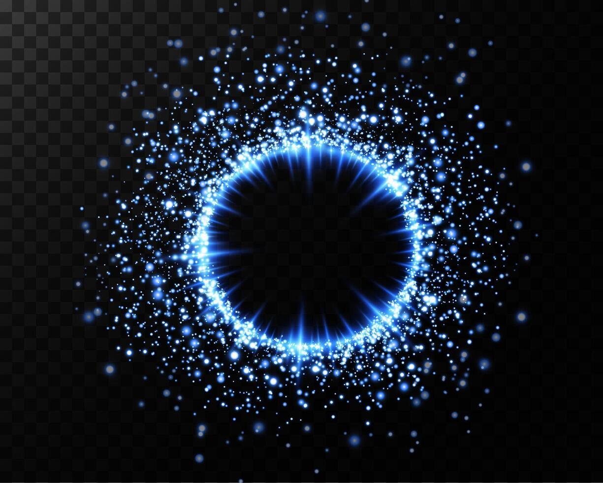 A dynamic blue sparkling circular effect enhanced with glowing particles that create a mesmerizing visual experience vector
