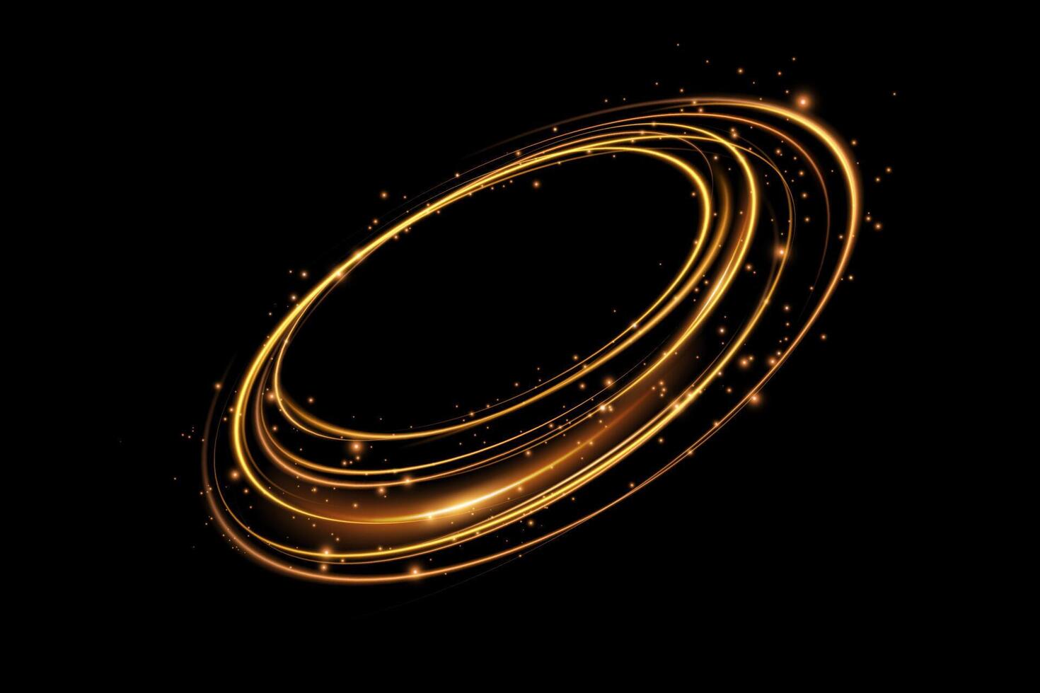 Experience the beauty of elegant golden circular light effects beautifully rendered on a deep, rich black background vector
