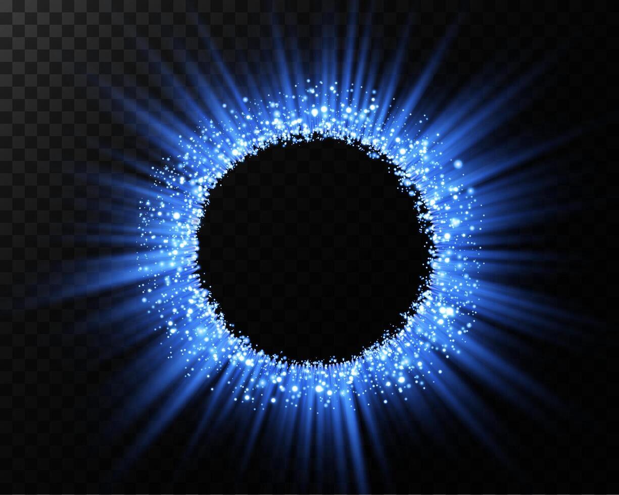 A Stunning Radiant Blue Sparkling Circular Design Featuring Bright Light Effects That Captivate the Eye vector