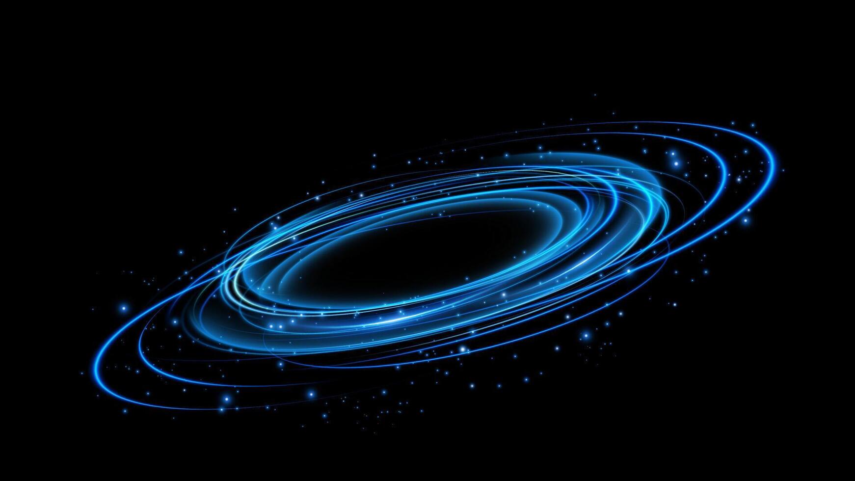 Vibrant and Exciting Blue Circular Energy Waves Set Against a Black Background, Creating a Stunning Visual Effect vector