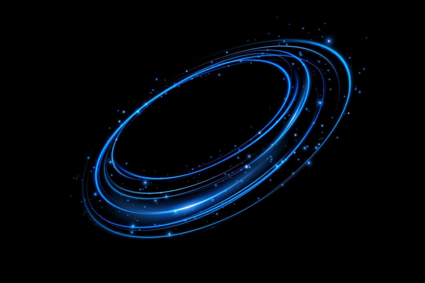 Stunning Blue Spiral Light Effects Featuring Particles Over a Deep Black Background for a Visual Spectacle vector
