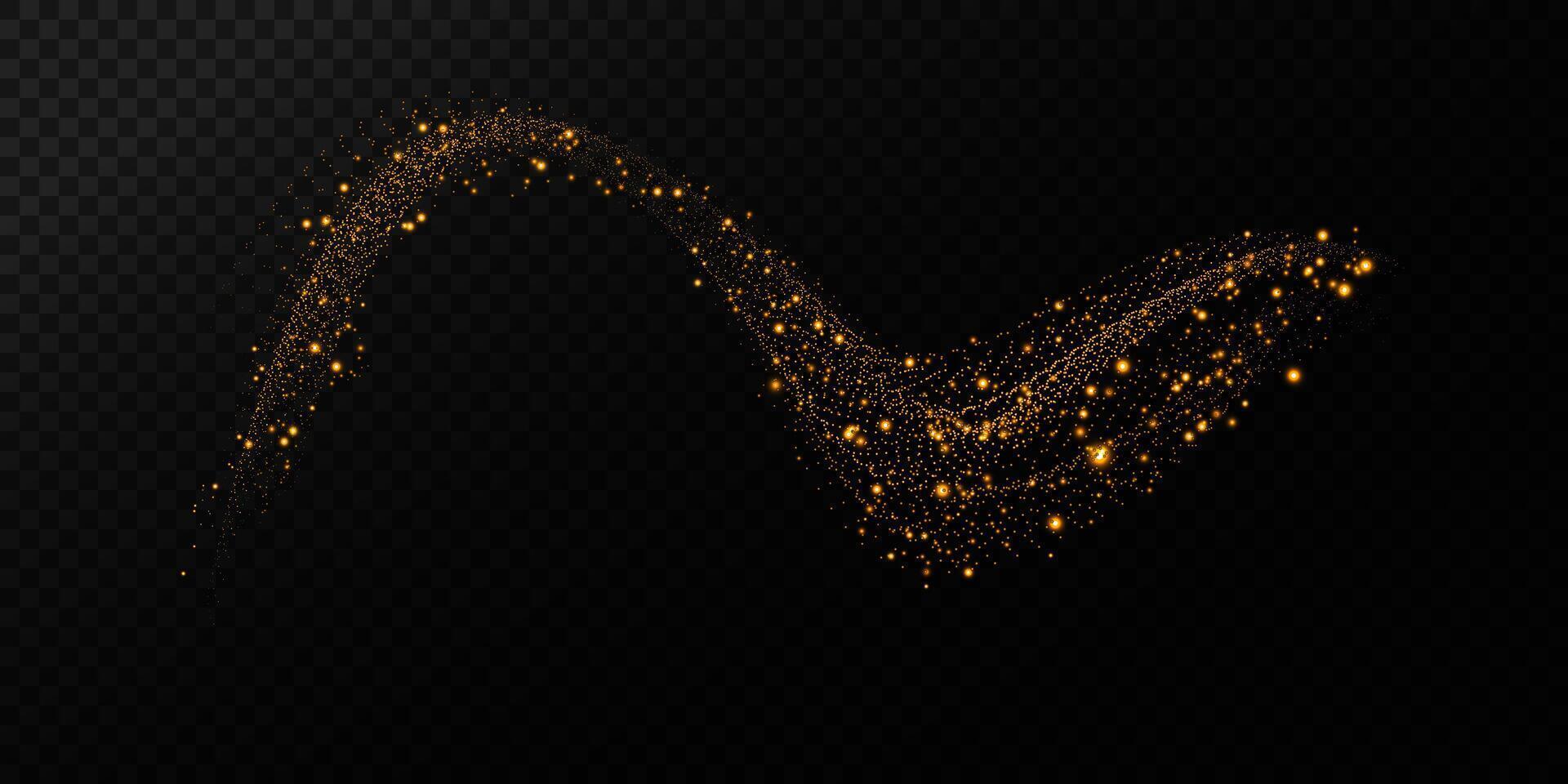 An Elegant Golden Sparkle Wave gracefully moves across a Dark Background, creating a captivating atmosphere vector