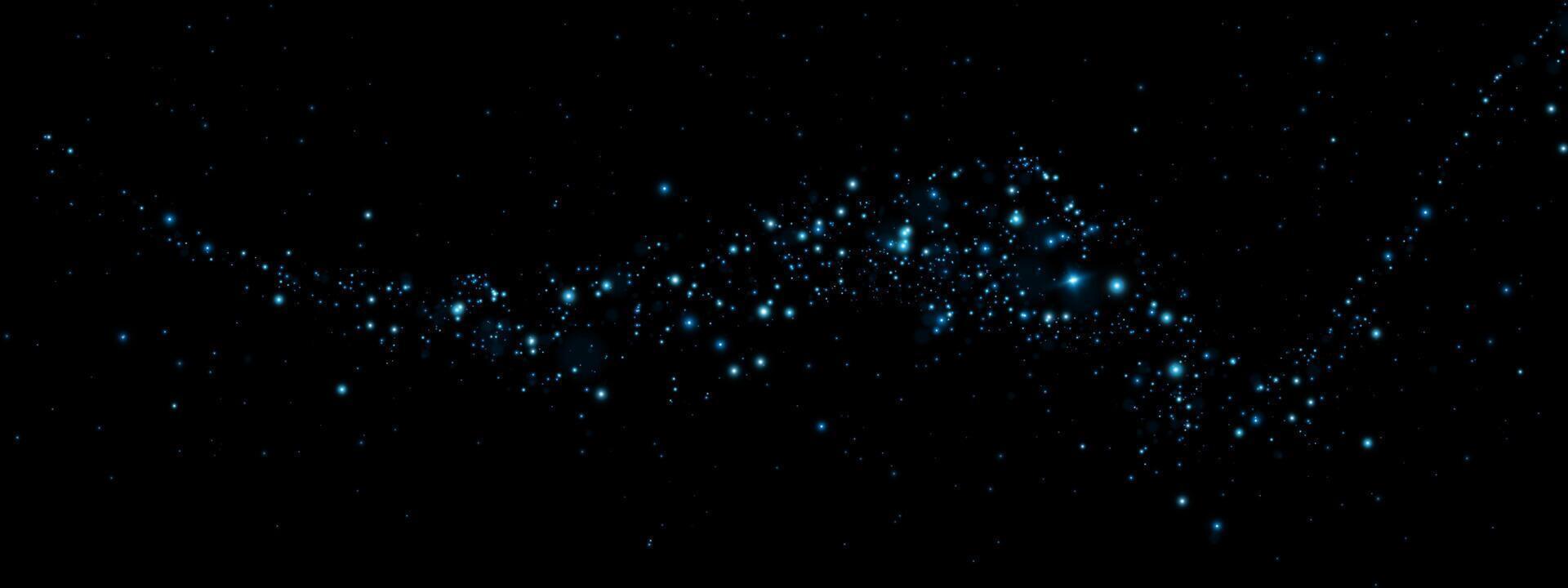 An abstract art piece with captivating blue stars on a dark black background, ideal for cosmic themes vector