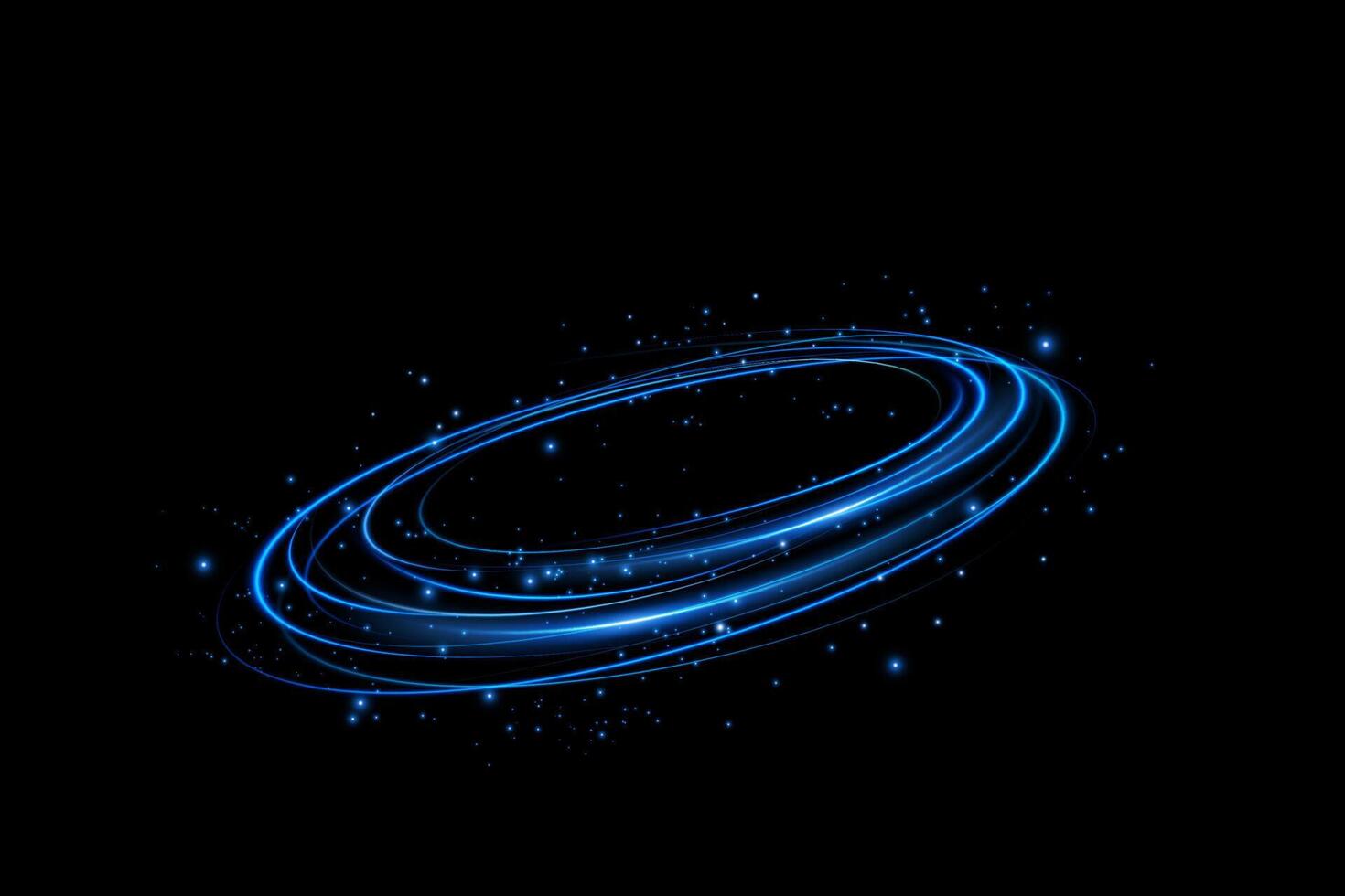 In the vast expanse of cosmic space, beautiful glowing blue rings have been discovered, surrounded by twinkling stars vector