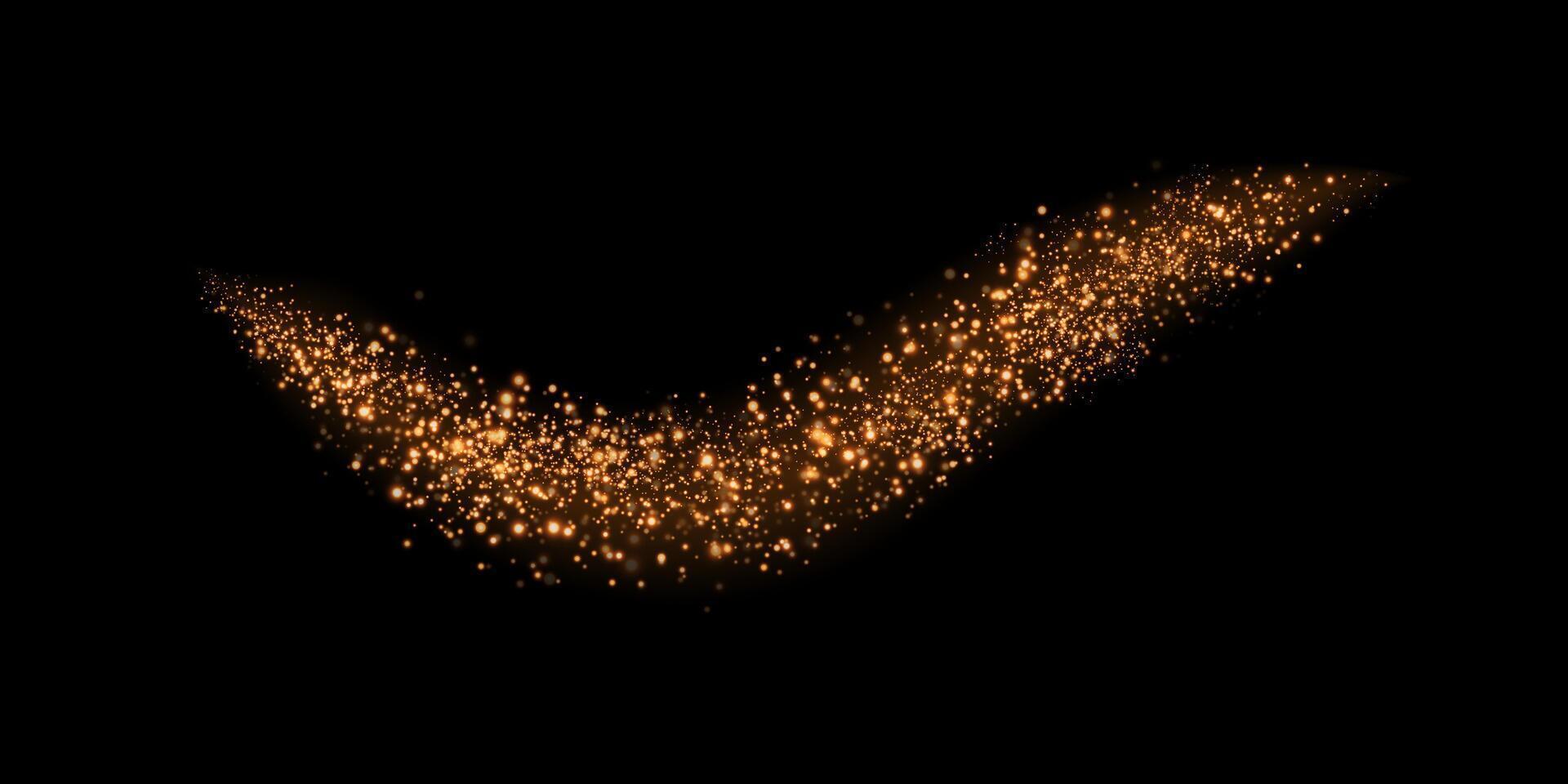 A stunning Golden Sparkle Swoosh displayed beautifully on an elegant Black Background that captivates viewers vector