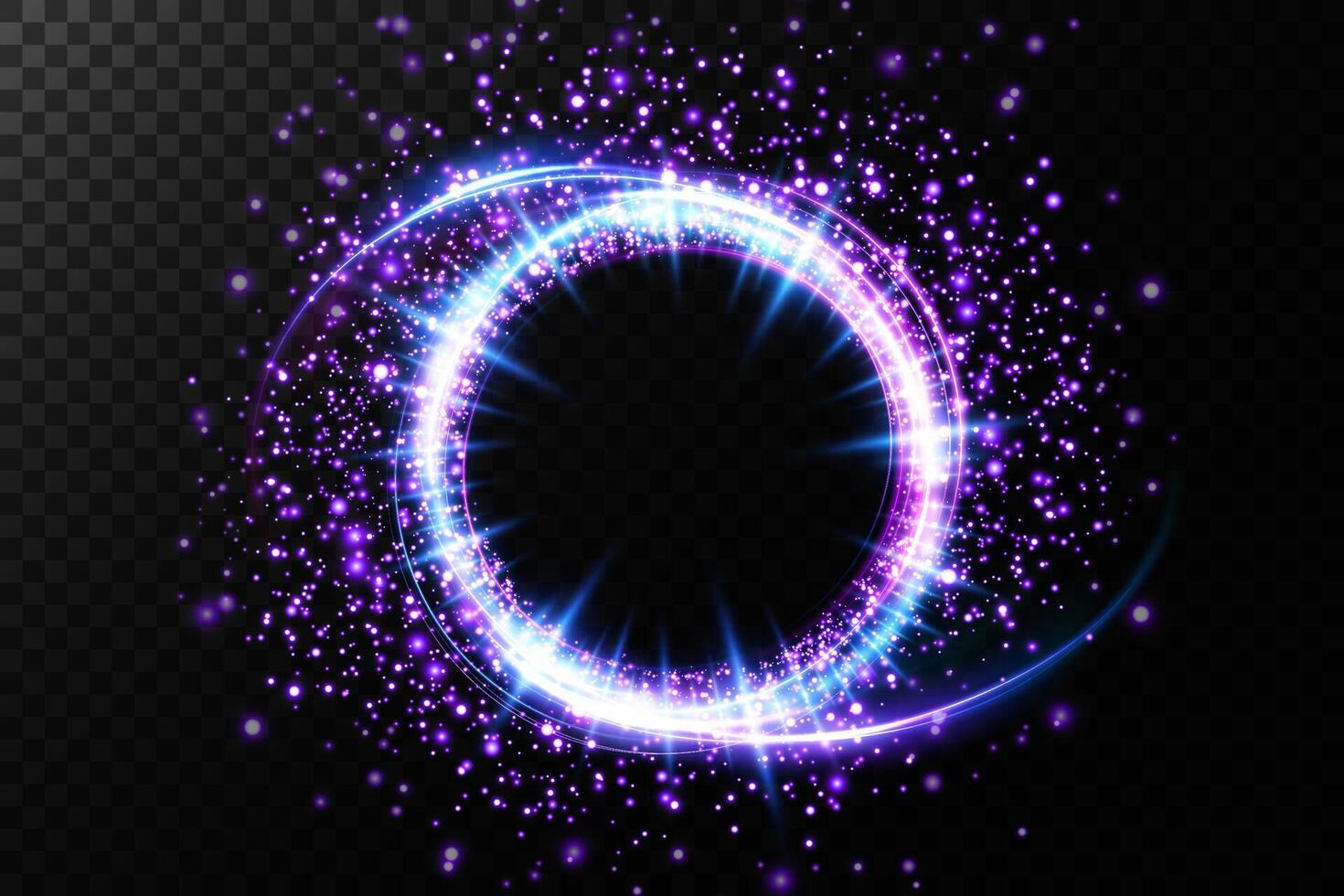 A Glowing Purple Sparkling Energy Ring is adorned with Bright Lights, creating an enchanting visual experience vector