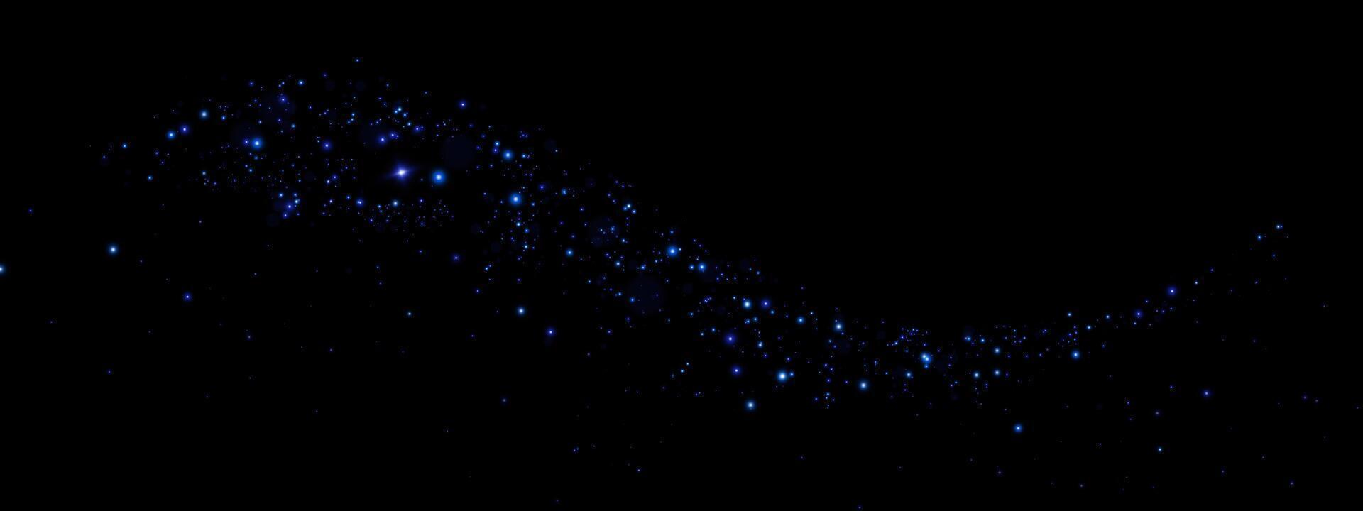 A Beautiful Blue Starry Wave Set Against a Deep Dark Background Creates a Truly Mesmerizing Cosmic Scene vector