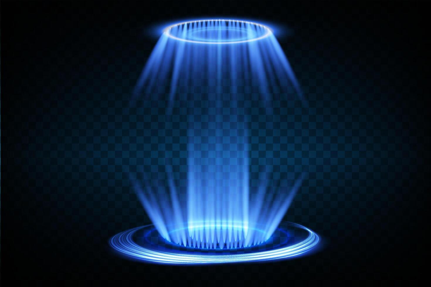 A vibrant and futuristic blue light beam featuring an innovative circular base design that captivates viewers vector