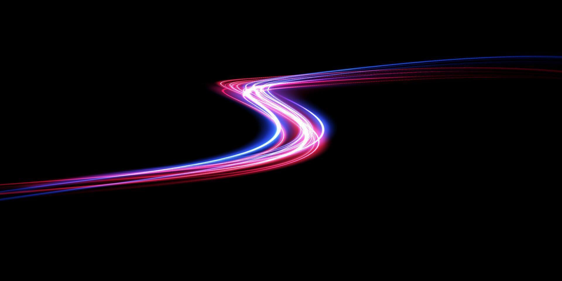 A Beautiful and Colorful Abstract Light Trail Effect Set Against a Deep Black Background for Aesthetic Appeal vector