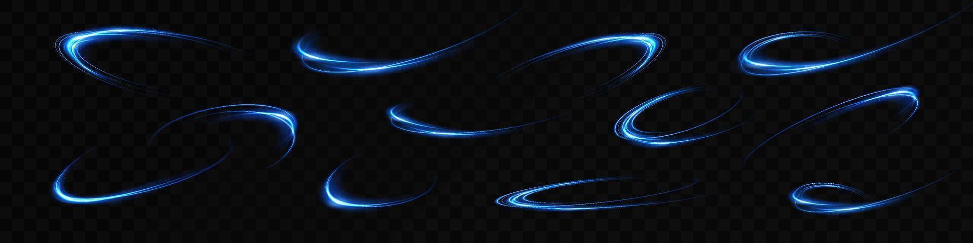 Blue Wisps Are Floating Gracefully on Black Stunning Abstract Light Effects That Truly Captivate Your Imagination vector
