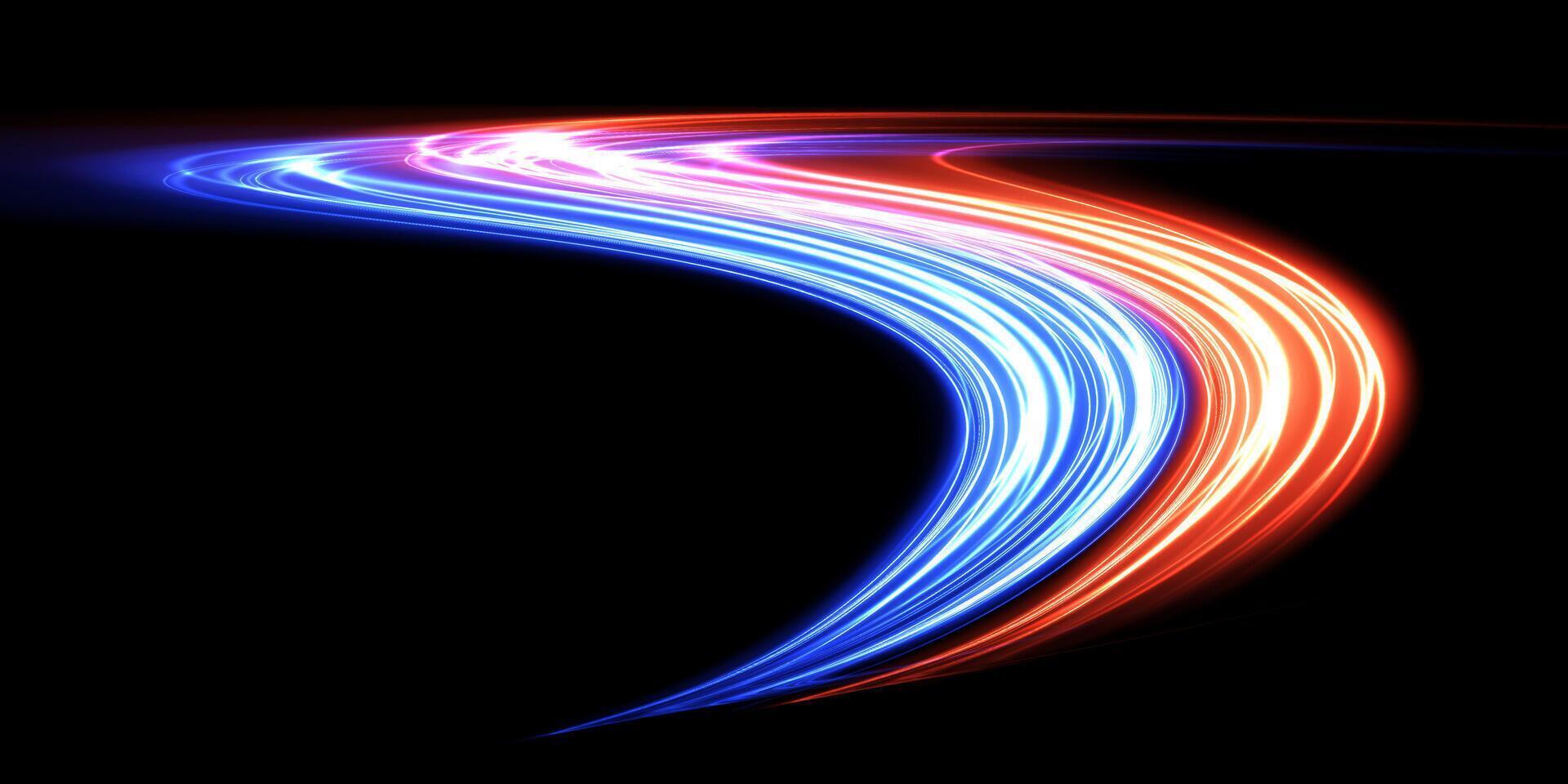 Abstract Light Trails A Captivating Design of Dynamic Red and Blue Wave Elements with Artistic Appeal vector