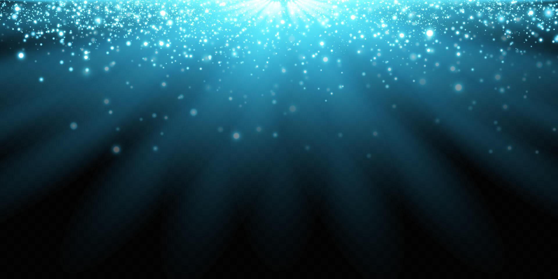Shimmering Rays of Blue Light with Captivating Sparkles Set Against a Deep, Dark Background Environment vector