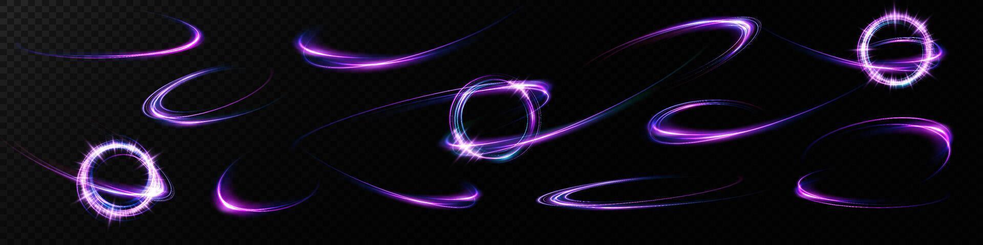This is an abstract representation featuring gorgeous purple and blue swirls accompanied by circular elements vector