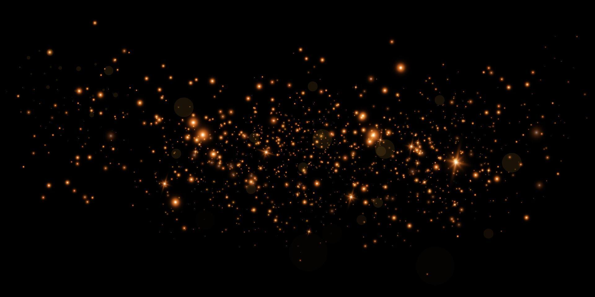 Sparkling and Shimmering Golden Particles Set Against a Deep and Dark Background, Creating a Magical Atmosphere vector