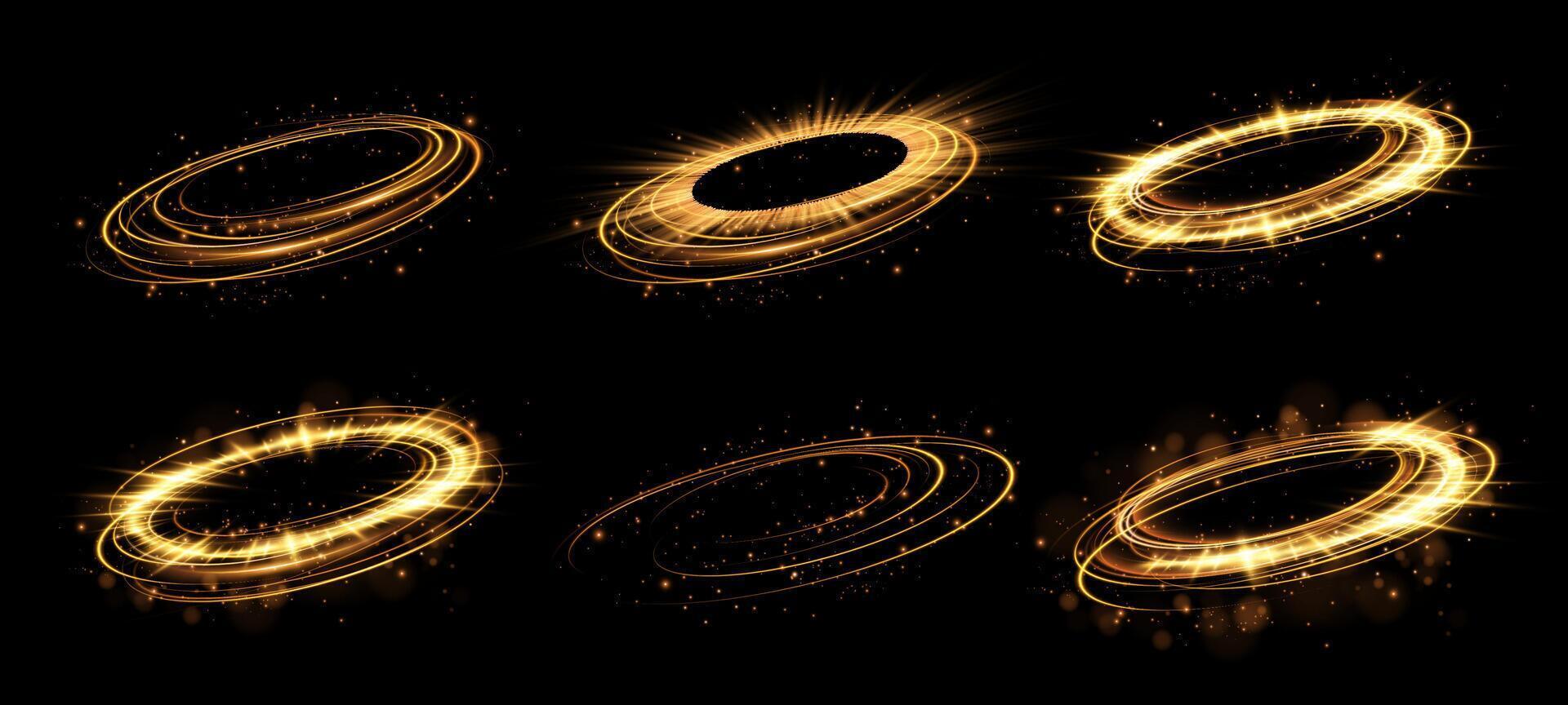 Explore the enchanting Golden Magic Ring Effects Set designed specifically for captivating Design and Animation vector