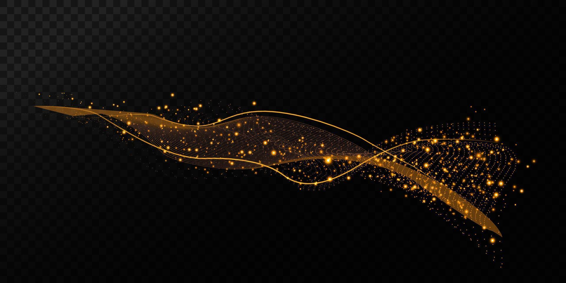 An Elegant Golden Wave adorned with Sparkles, perfect for creating Stunning and Captivating Visual Designs vector
