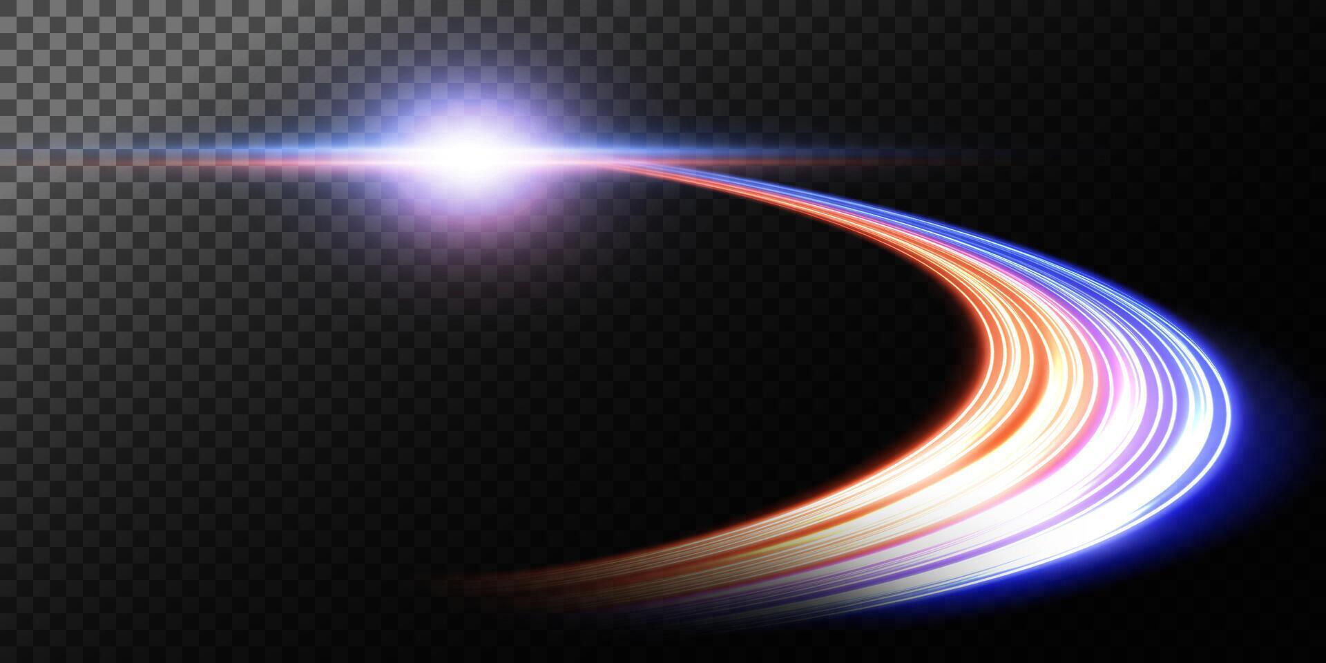 Enjoy vibrant light trails on a dark background, ideal for graphic design projects and creative endeavors vector