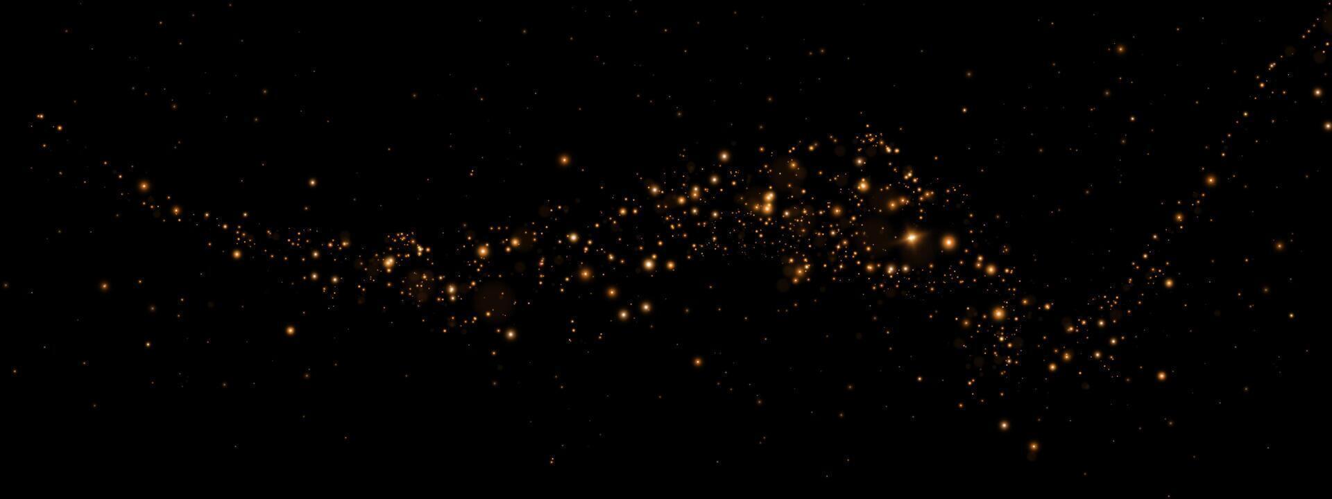 Golden Sparkles on a Dark Background Enchanting Magical Glitter Effects Creating Dazzling Atmosphere vector