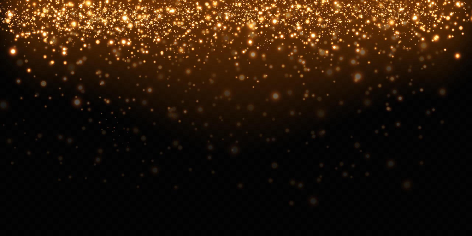 Glittering and Shimmering Gold Particles Gracefully Set Against a Rich Dark Background for Dramatic Effect vector
