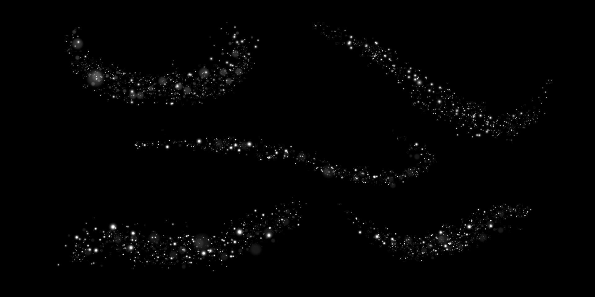 Stunningly Beautiful Cosmic Stars along with Intriguing Galaxy Elements Set on a Transparent Background vector