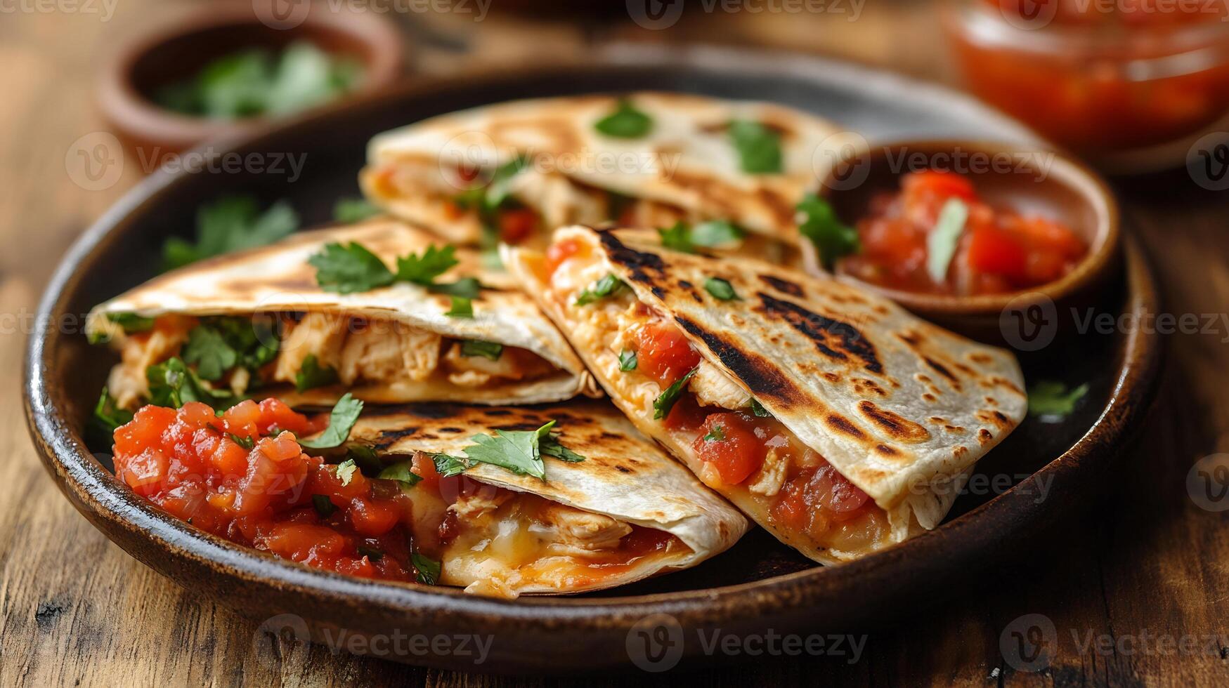 Cheesy Quesadillas Melted Cheese and Tender Chicken with Fresh Salsa Classic Mexican Comfort Food photo