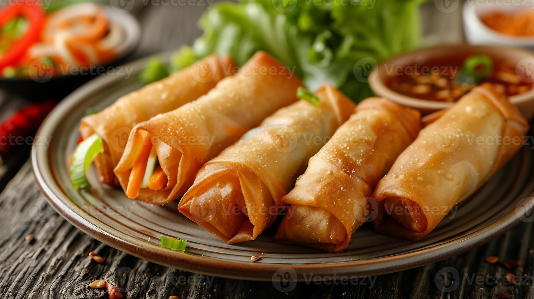 Crispy Spring Rolls Veggie filled and Dippable photo