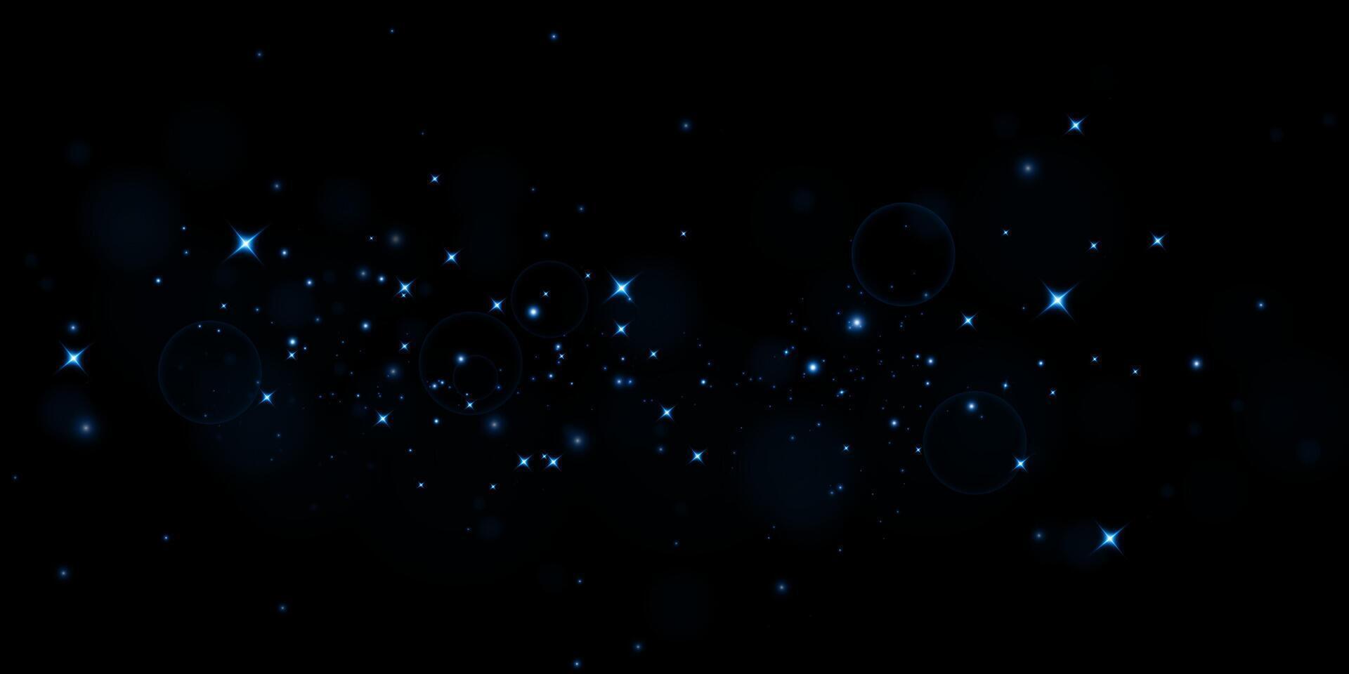 A captivating Starry Nightscape featuring an enchanting array of Glowing Blue Stars against a Dark Background vector