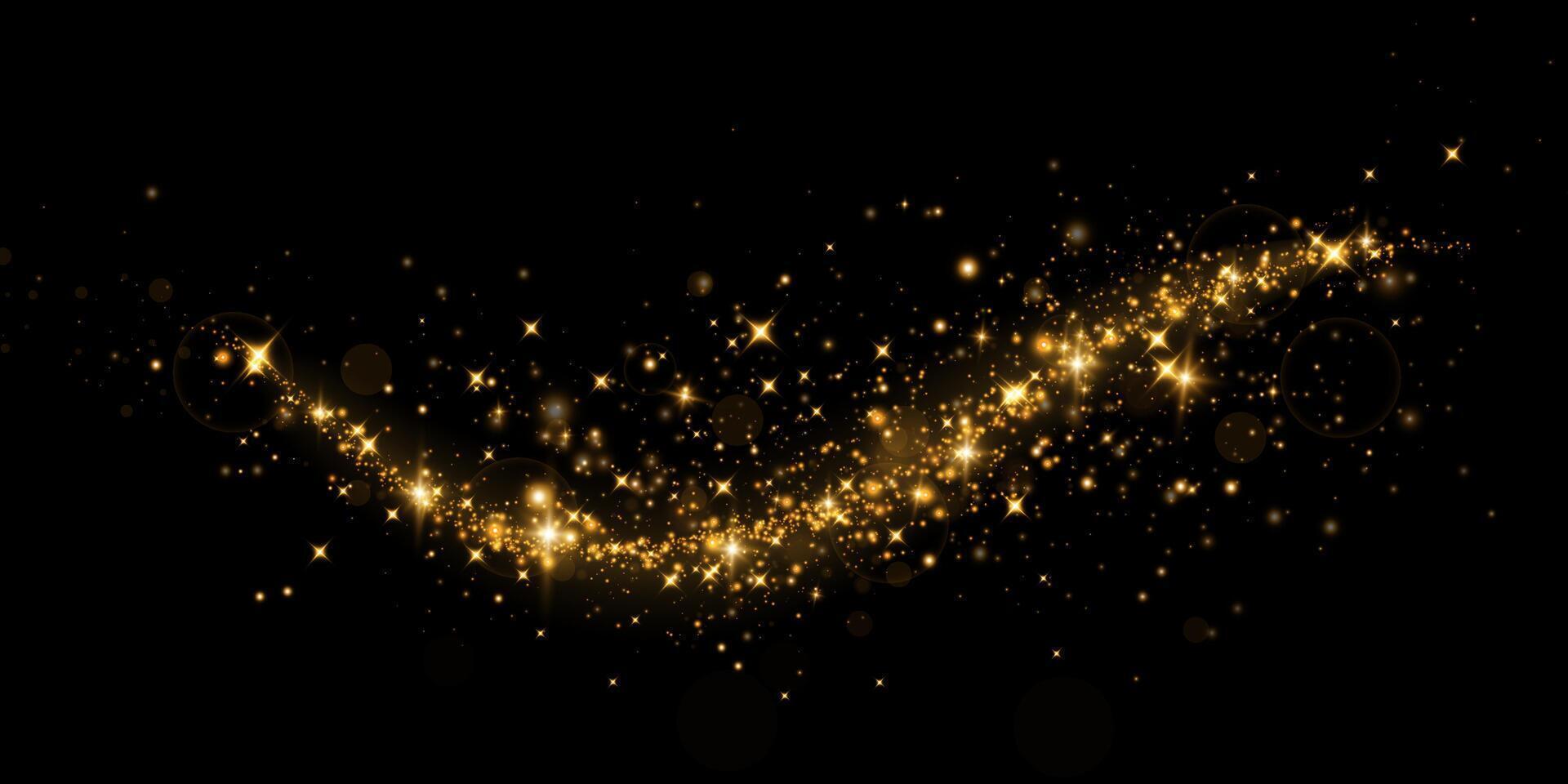 Sparkling Gold Dust Effect on a Rich Black Background for Creating Elegant and Stunning Designs and Artworks vector
