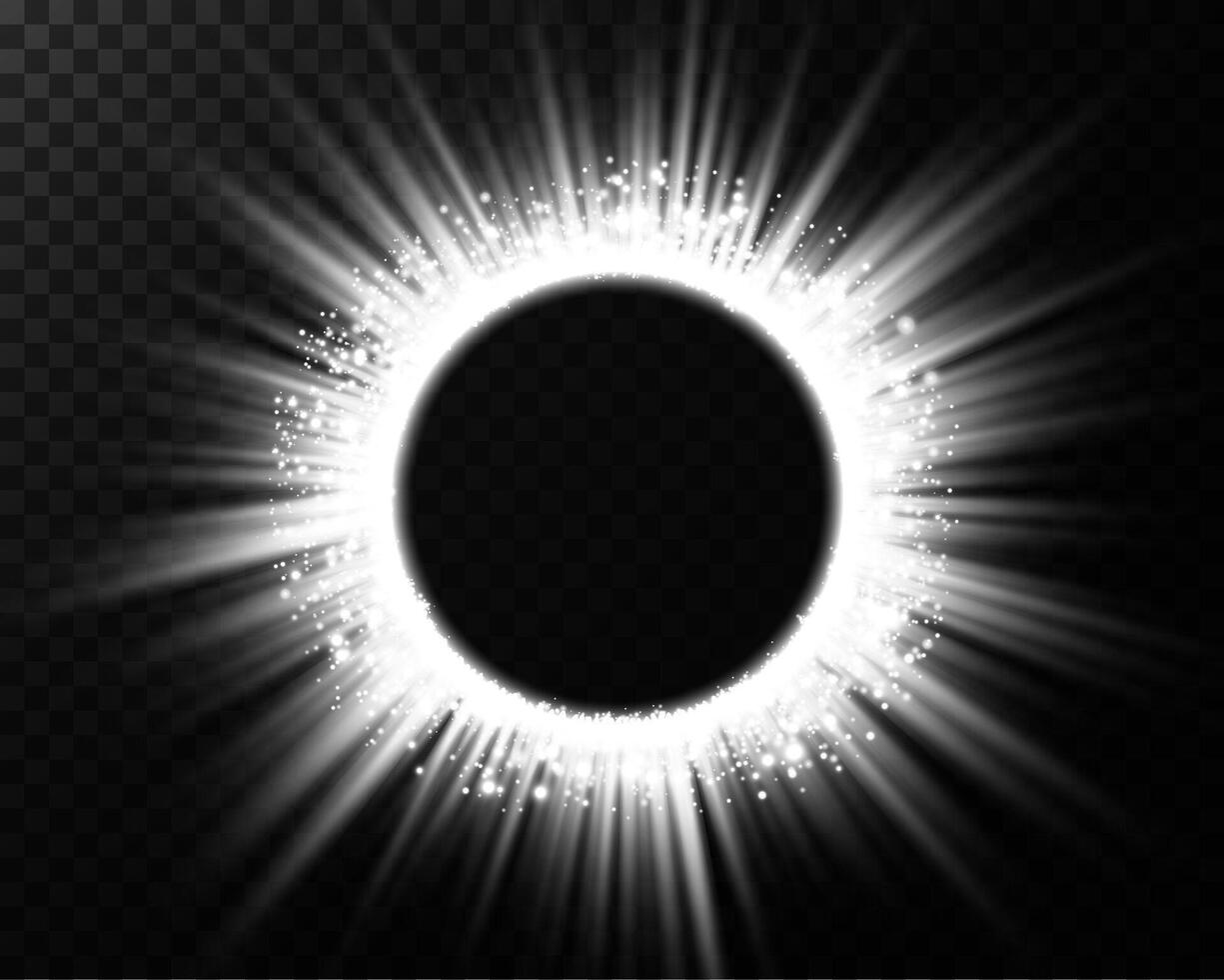 A breathtaking and stunning illustration of a solar eclipse featuring radiant light effects that captivate vector