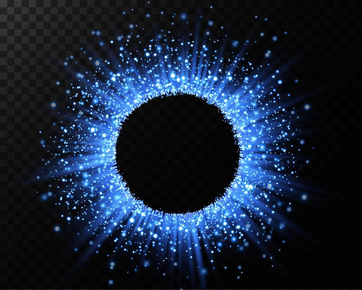 A Stunning, Radiant Blue Sparkling Circle that is Enhanced with Dynamic and Captivating Light Effects all around vector