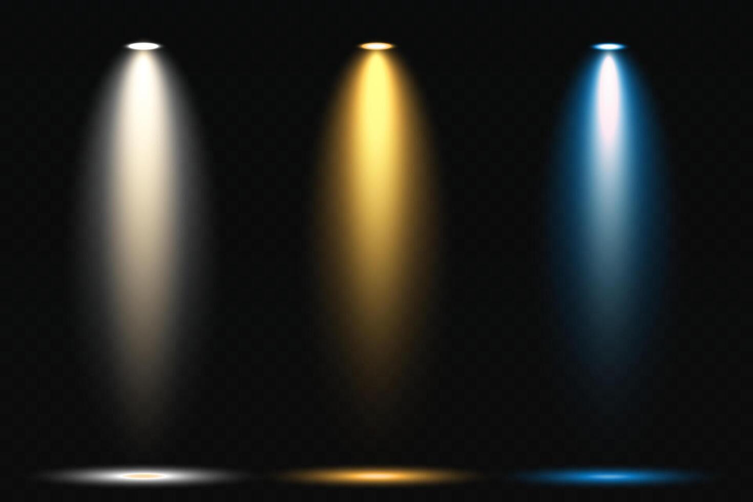 Spotlights in a Variety of Colors Illuminating a Dark Background, Creating a Unique Artistic Atmosphere vector