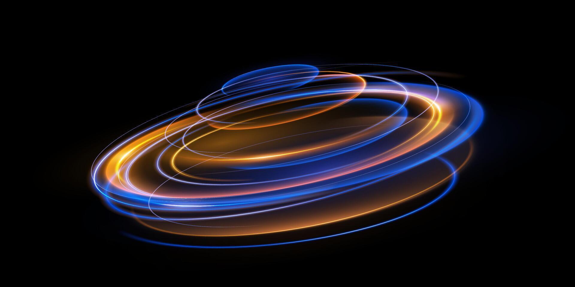 Dynamic Light Swirls Gracefully Across a Dark Background, Creating Captivating Abstract Art That Mesmerizes Viewers vector
