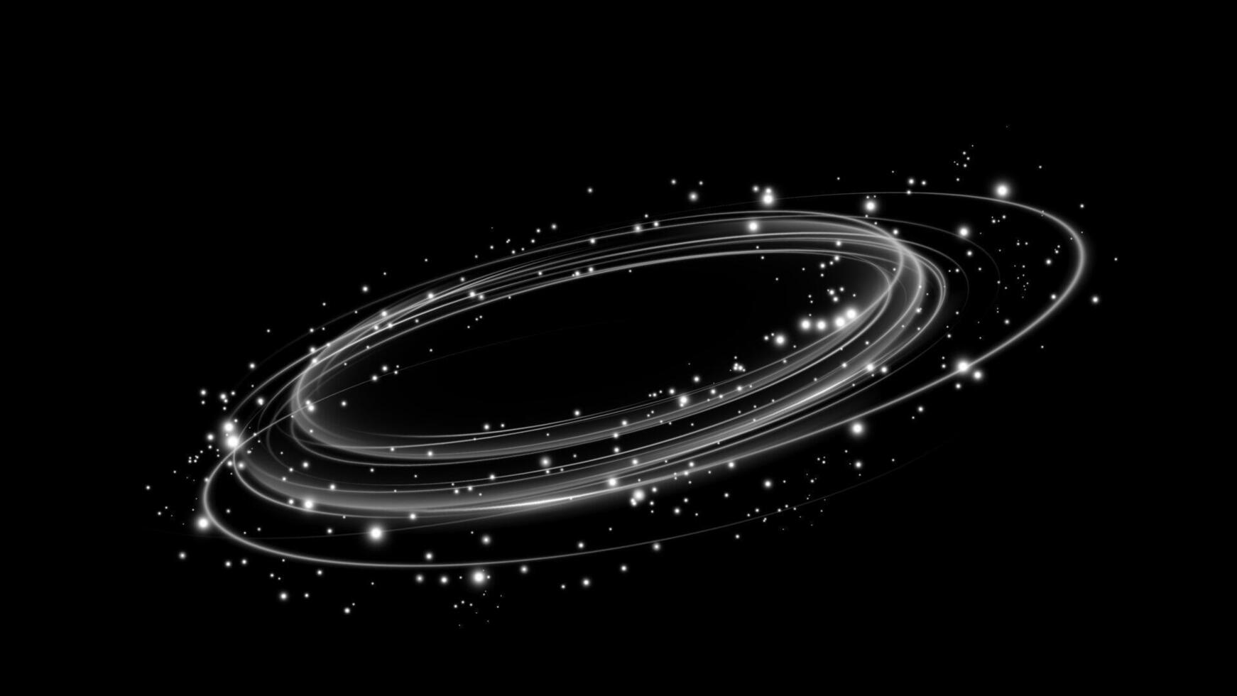 Stunningly Elegant Cosmic Rings Enhanced with Shimmering Stars Against a Deep Black Background Canvas vector
