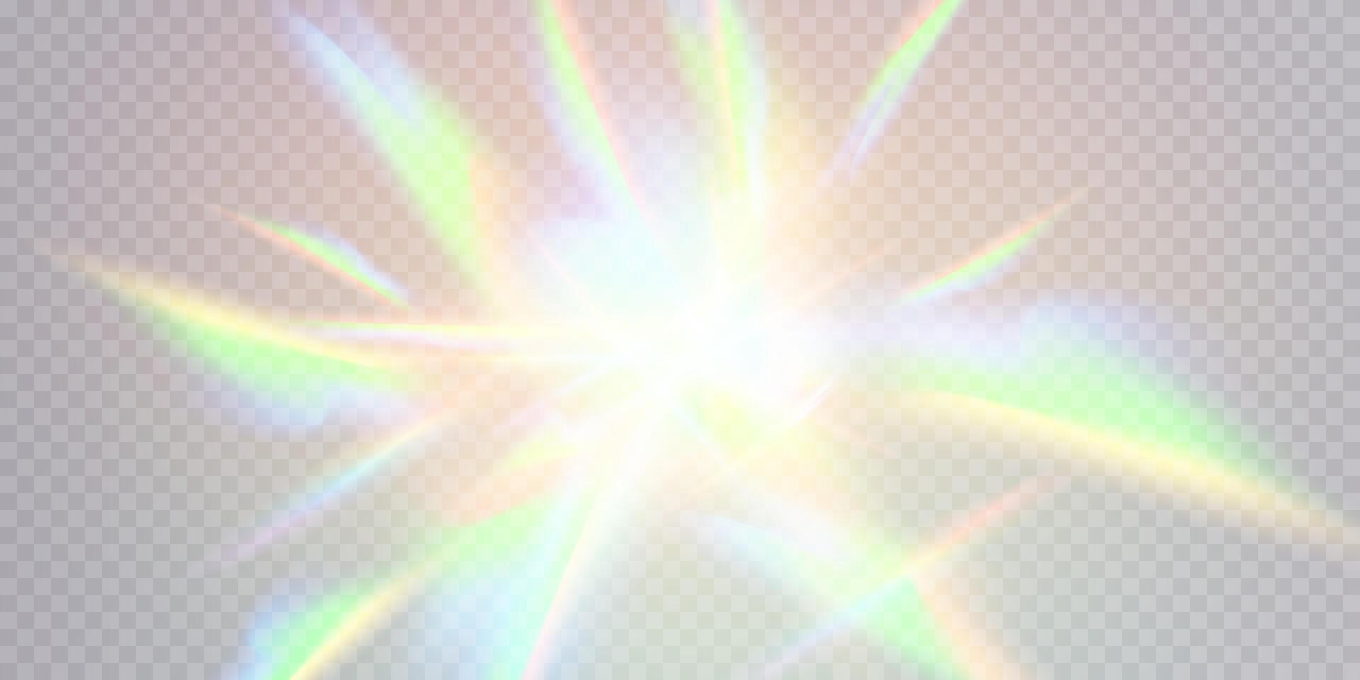 A stunning Bright Light Burst featuring a vivid Rainbow Reflection that truly captivates the eye and spirit vector