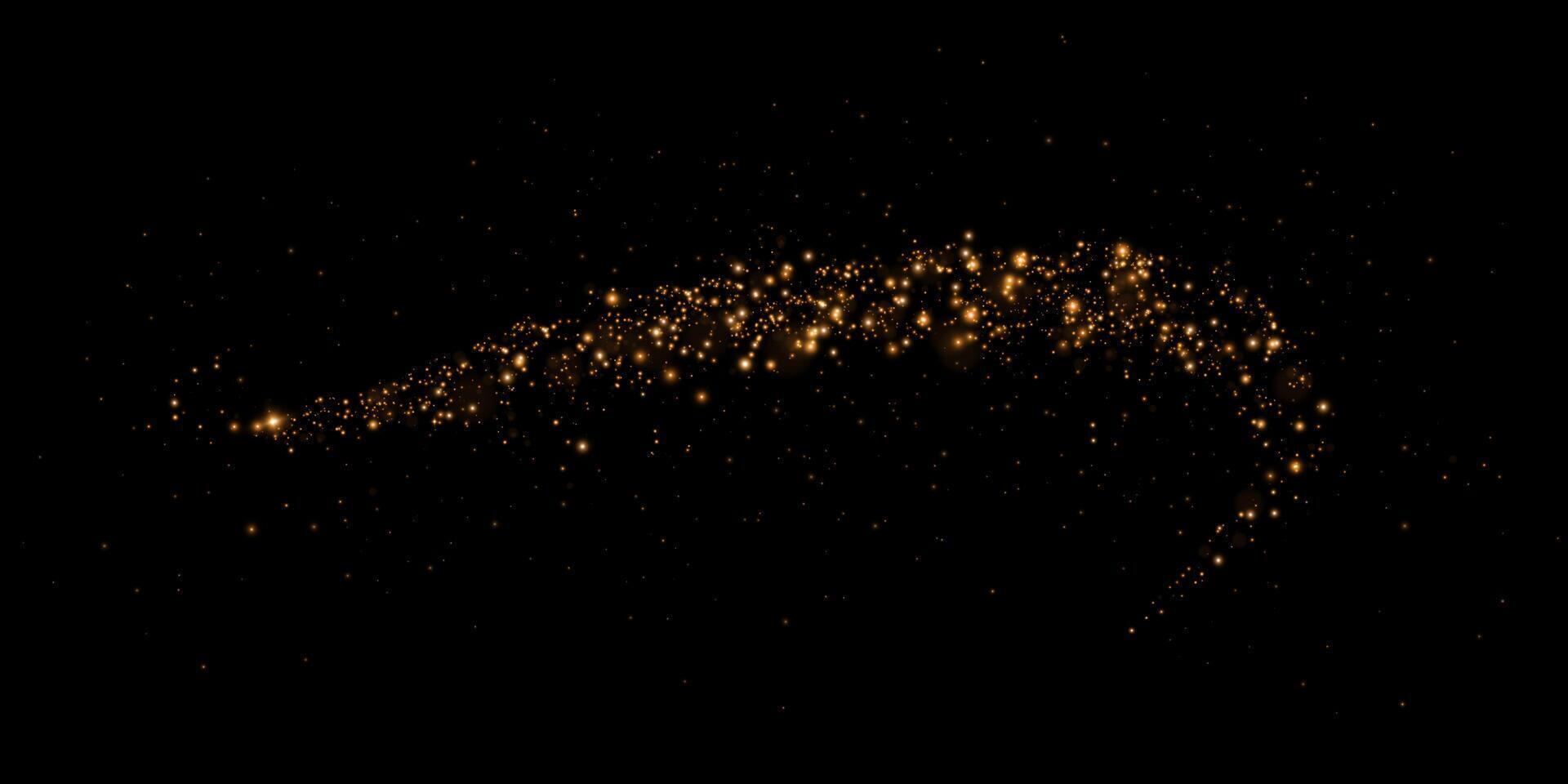 A Golden Sparkling Trail Set Against a Deep and Dark Background, Highlighting Aesthetic Beauty and Artistry vector
