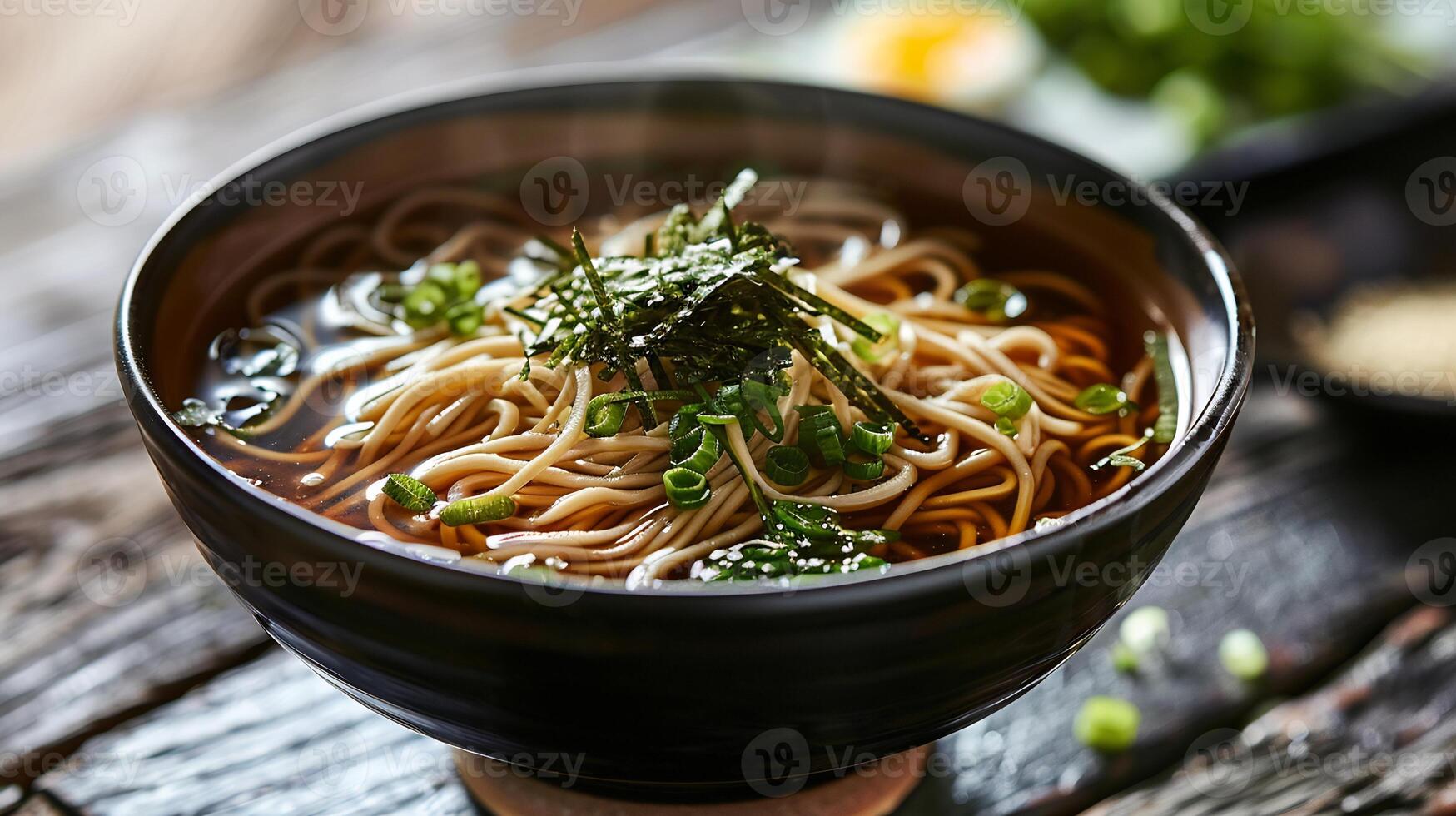 Soba Sophistication Buckwheat Noodles and Fresh Garnish photo