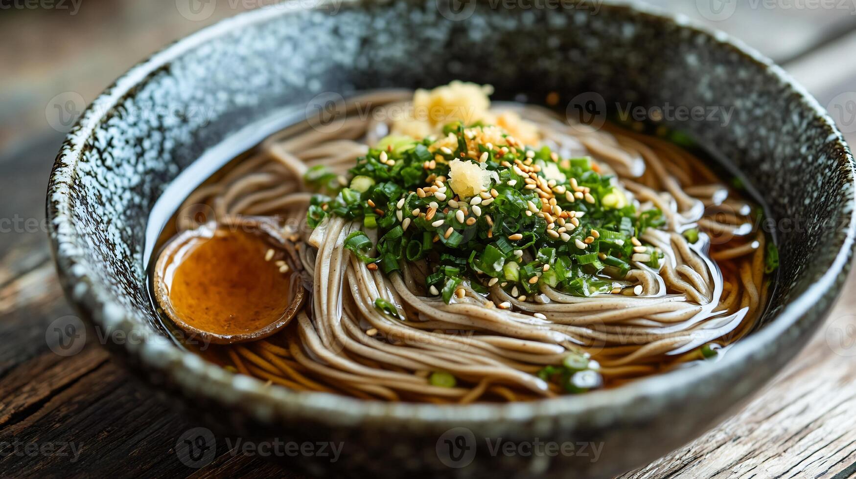Zaru Soba Simplicity Chilled Buckwheat Noodles and Tangy Dip Minimalist Japanese Cuisine in High Res photo