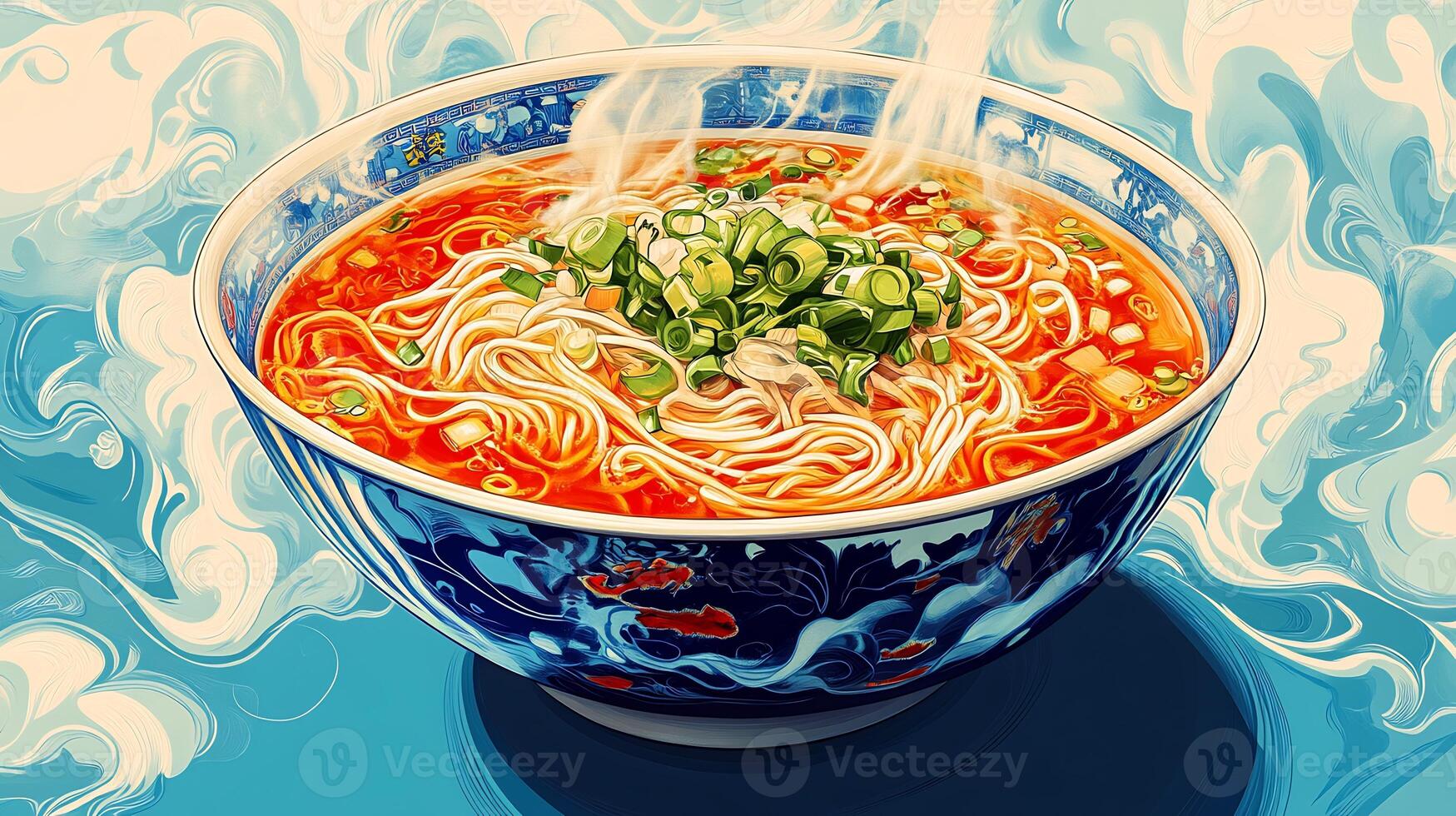 Spicy Rice Noodle Soup Tender Ingredients Sichuan Street Food in Vibrant High Resolution photo