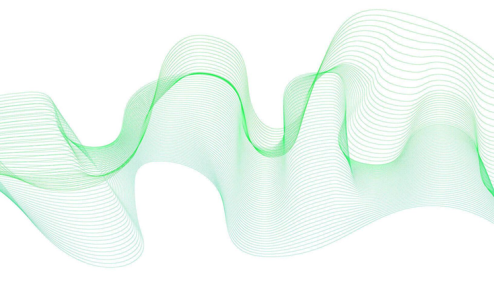 Abstract green wave design with flowing lines on a white background vector