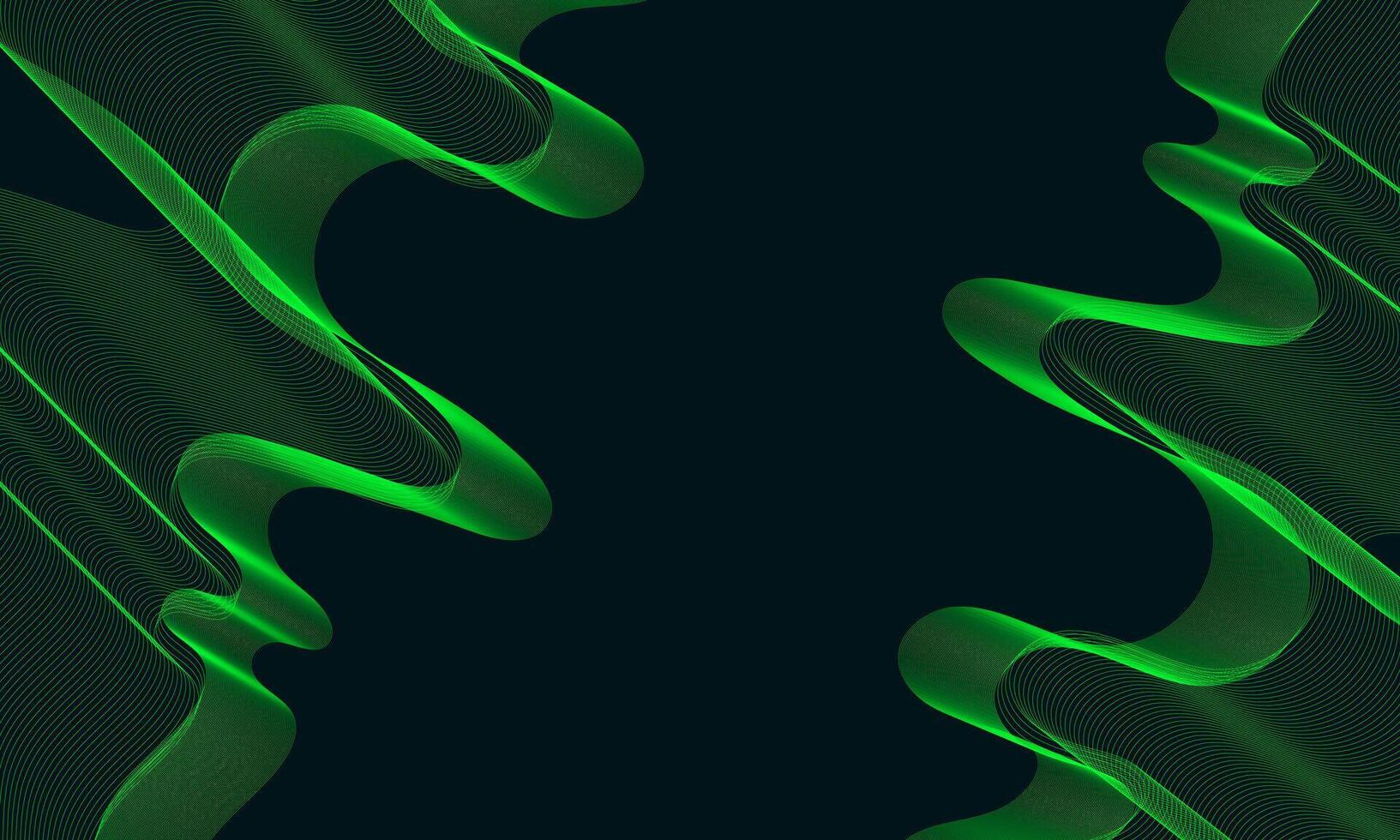Abstract Green Wavy Lines Design on a Dark Background vector