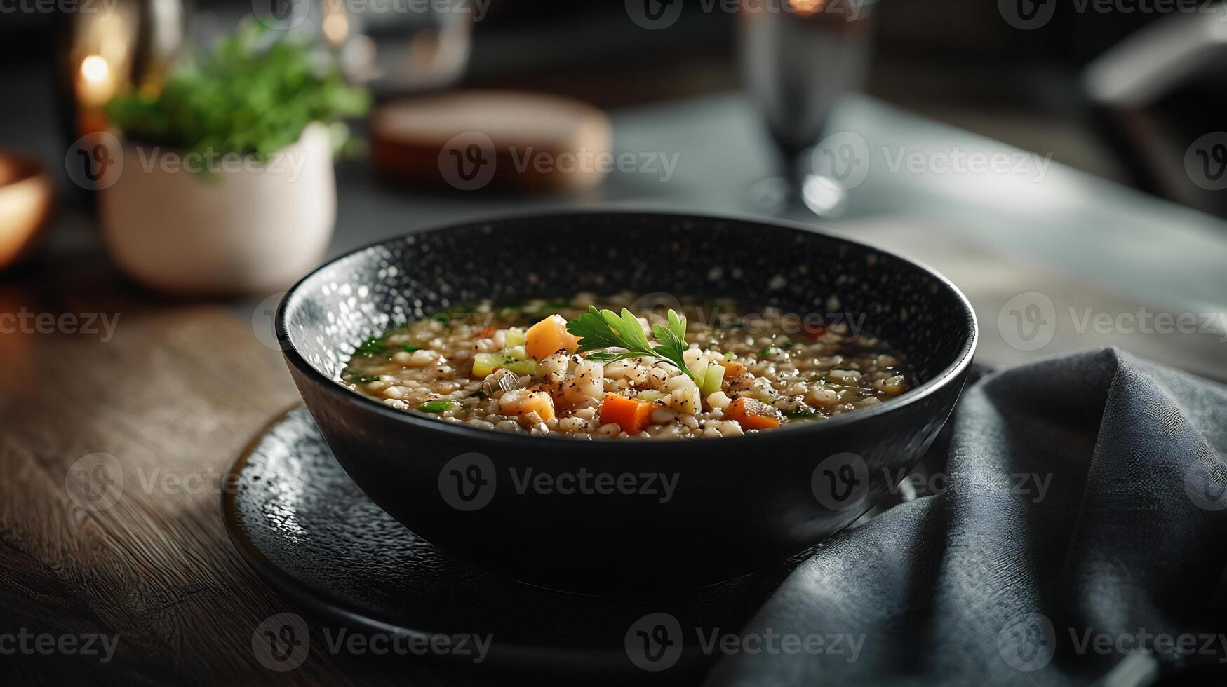 Canadian Barley Soup Tender Vegetables Traditional Food Photo, photo