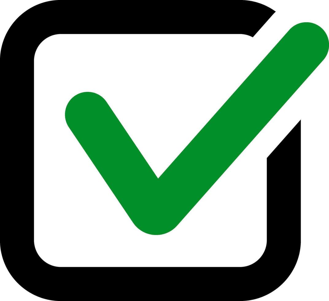 Stencil green tick icon Check mark clipart. Yes symbol vector