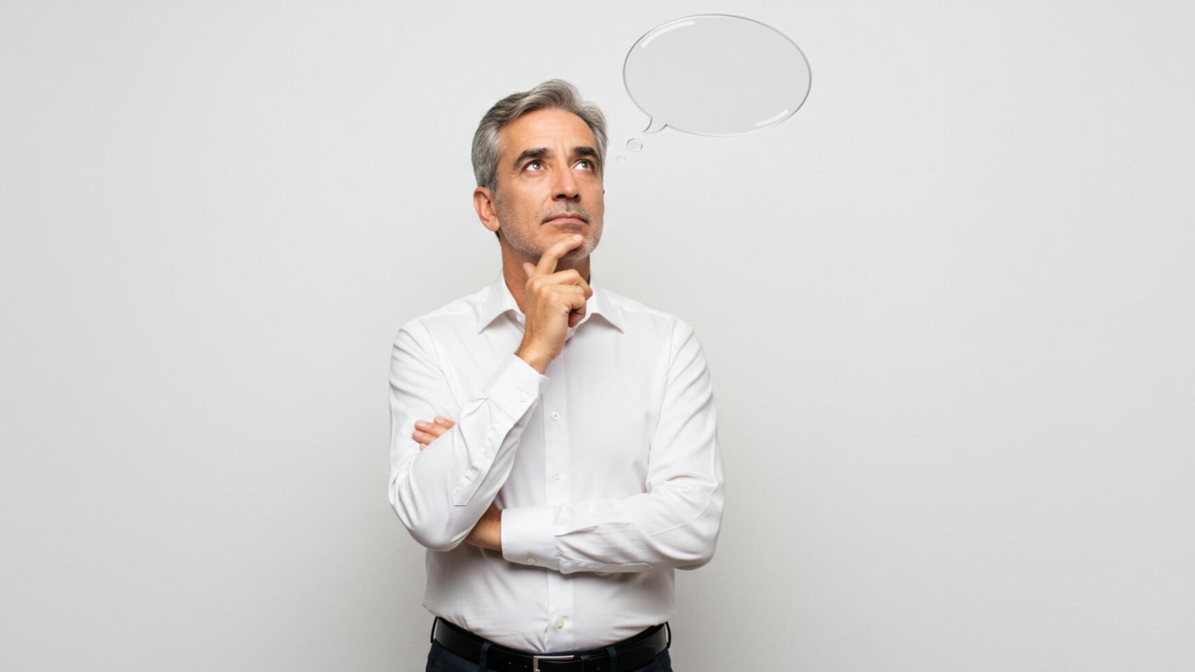 thinking clipart, Clipart of man thinking with finger on chin, puzzled expression photo