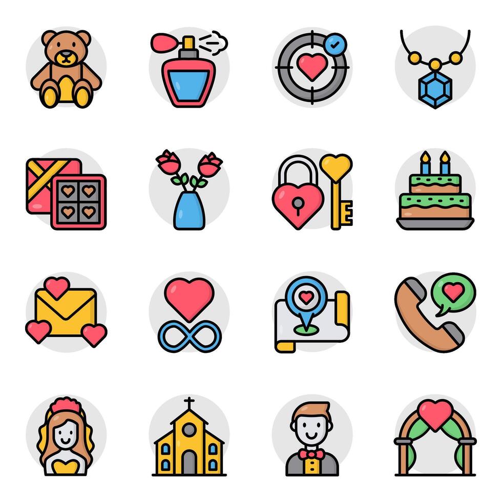 Set of Passion Flat Icons vector